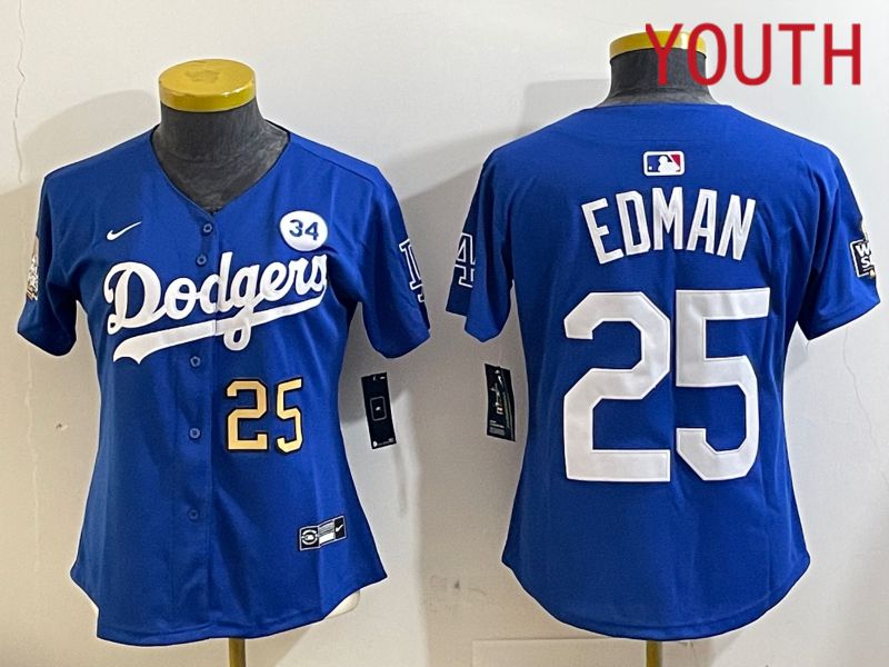 Youth Los Angeles Dodgers #25 Edman Blue Game 2024 Nike MLB Jersey style 11213->youth mlb jersey->Youth Jersey